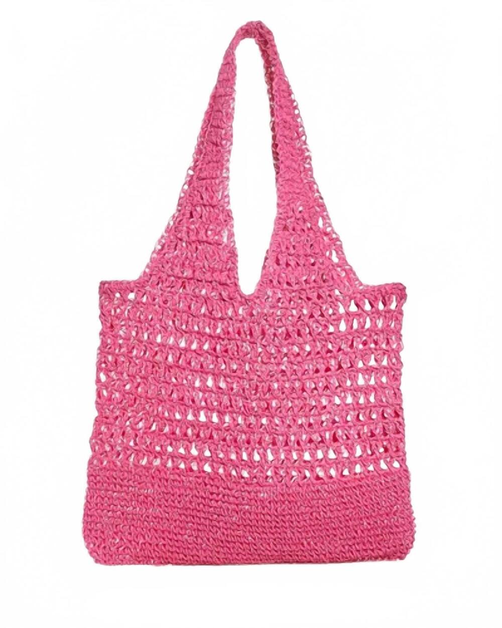 NEW AQUA women's handcrafted crochet tote bag in pink